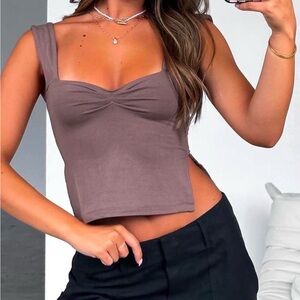 Brown White Fox tank top